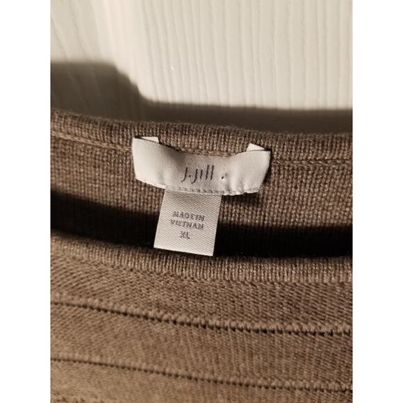 J. JILL Brown Textured Sweater XL Tall Brown Long Sleeve Round Neck Wool Blend - Picture 2 of 7